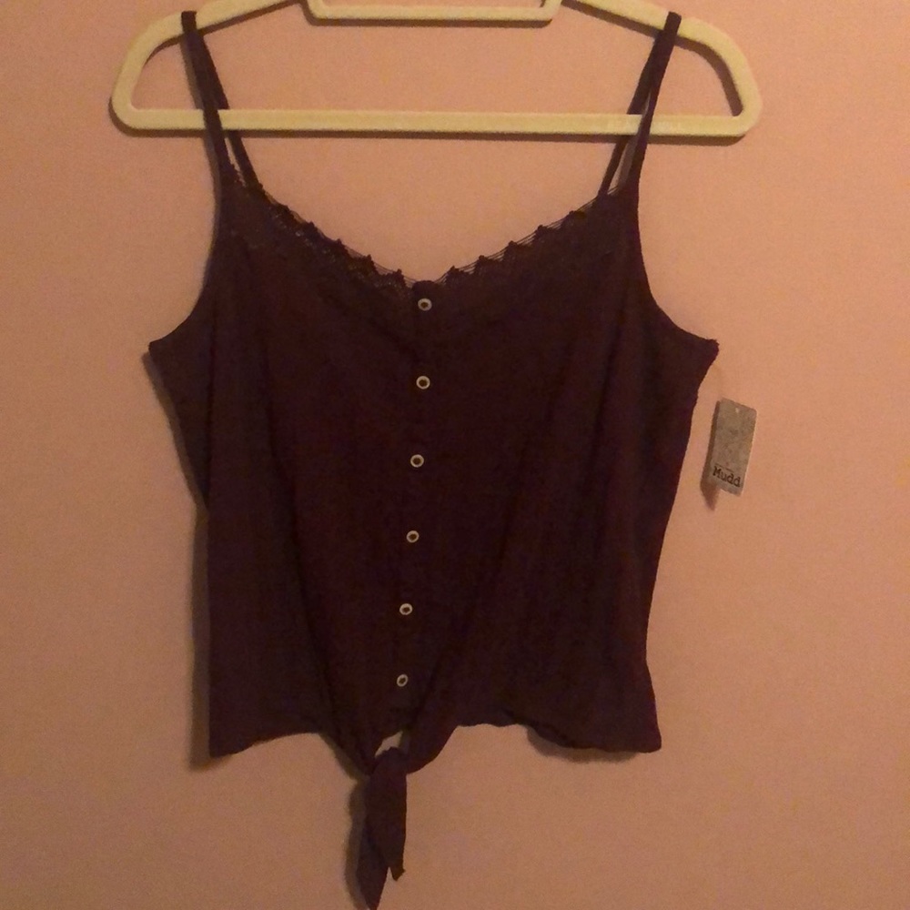 Maroon Lacy, Tied Tank Top